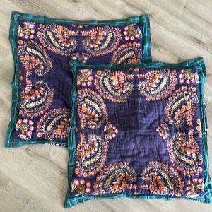 Anthropologie 2 Euro Shams 26” x 26” 100% Cotton